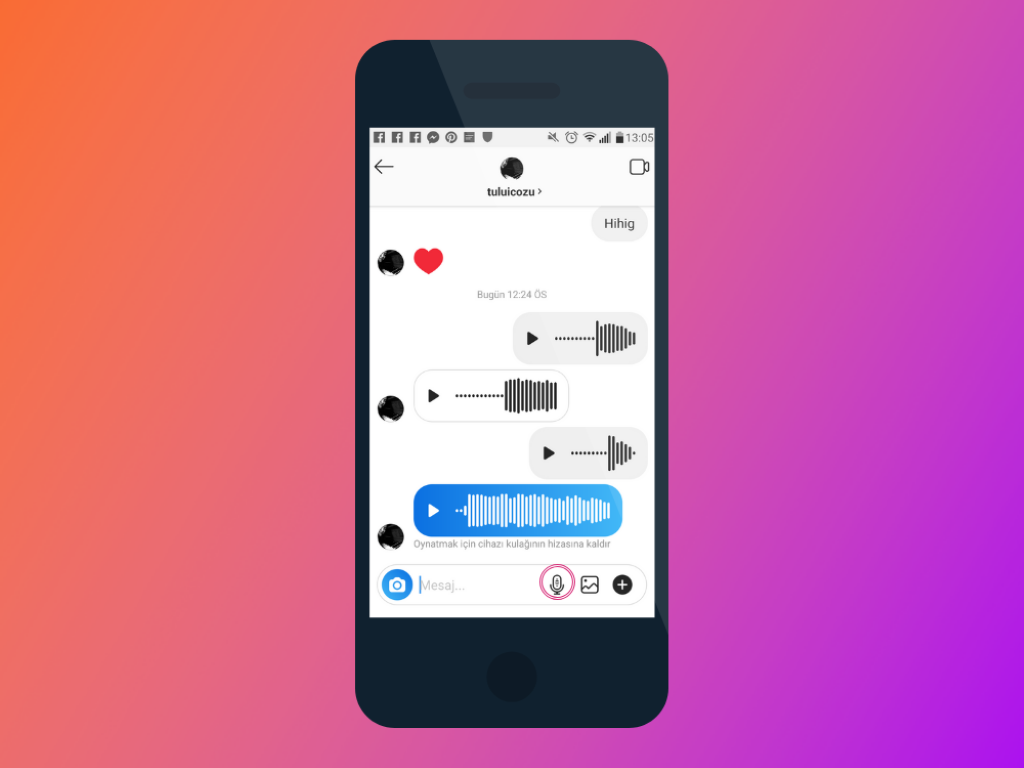 Instagram sesli mesaj 2