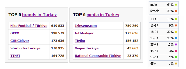 Socialbakers Turkiye Demografik